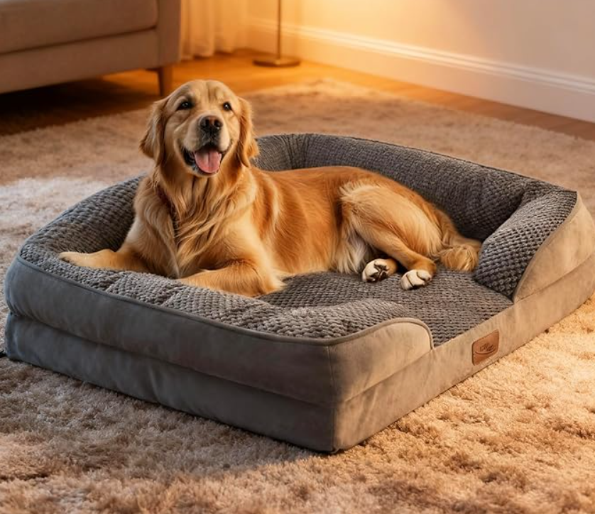 Dog Bed - Dog Sofa Beds for Small/Medium Dogs, Memory Foam Anxiety Pet Bed with Warm Mattress Cushion, Washable Dog Bedding Firm Support, Cozy Pet Crate Bed (77 x 59cm)